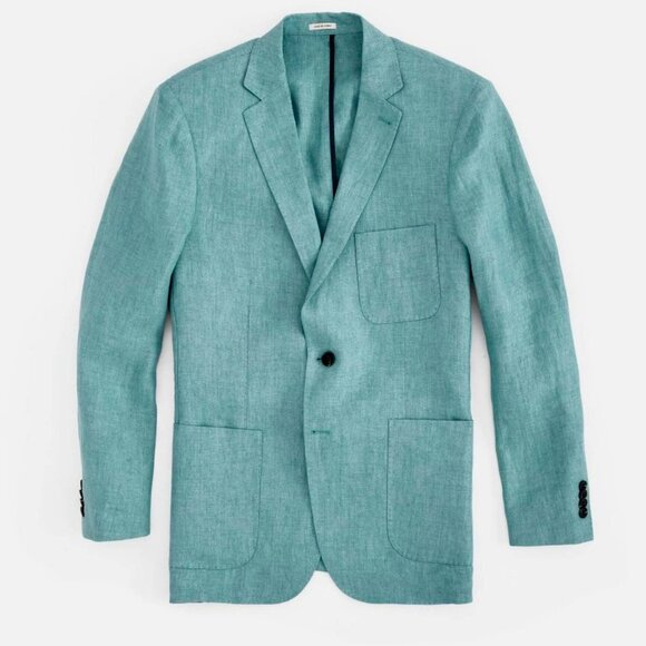 Peter Millar Linen Sports Coat Blazer in Ocean Blue Size Large Long